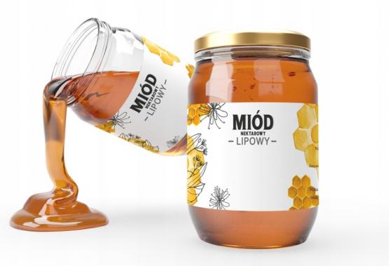 KPL. 100 ETYKIET MIÓD NEKTAROWY LIPOWY 154 x 60 MM