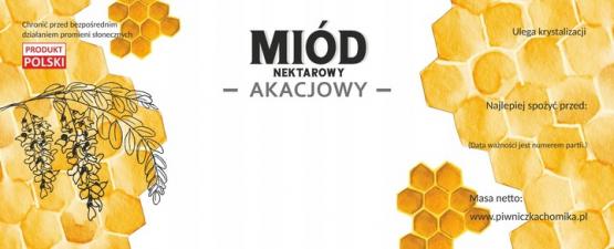 KPL. 100 ETYKIET MIÓD NEKTAROWY AKACJOWY 154 x 60 MM 