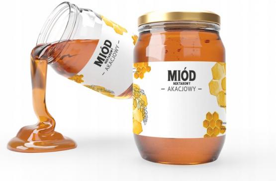 KPL. 100 ETYKIET MIÓD NEKTAROWY AKACJOWY 154 x 60 MM 