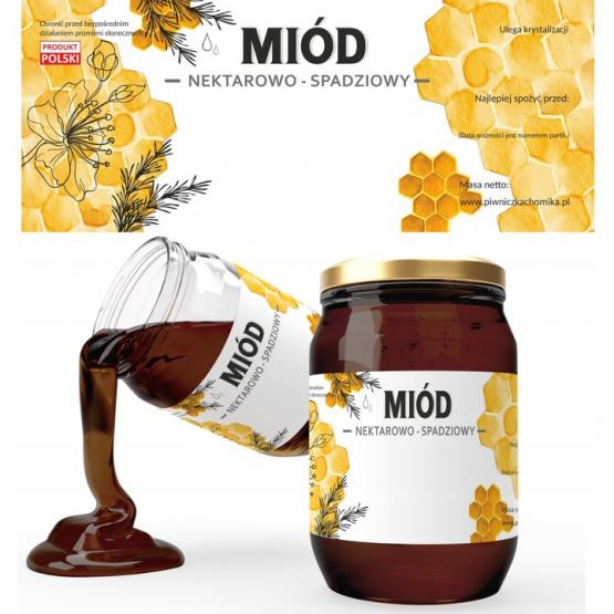 KPL. 100 ETYKIET MIÓD NEKTAROWO-SPADZIOWY 154 x 60 MM