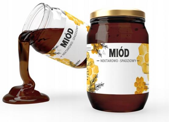 KPL. 100 ETYKIET MIÓD NEKTAROWO-SPADZIOWY 154 x 60 MM