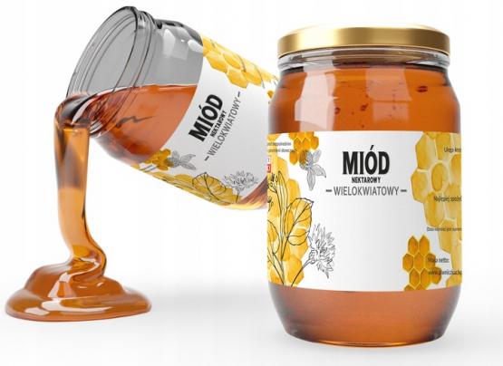 KPL. 100 ETYKIET MIÓD NEKTAROWY WIELOKWIATOWY 154 x 60 MM