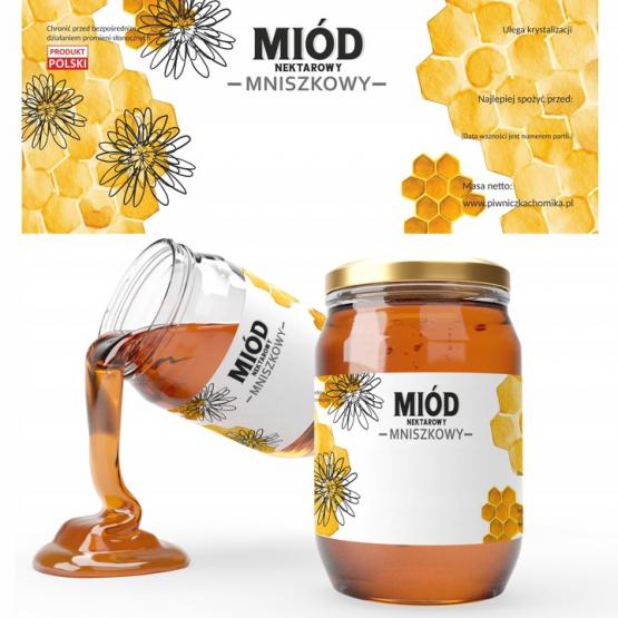 KPL. 100 ETYKIET MIÓD NEKTAROWY MNISZKOWY 154 x 60 MM 