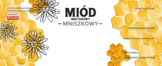 KPL. 100 ETYKIET MIÓD NEKTAROWY MNISZKOWY 154 x 60 MM 