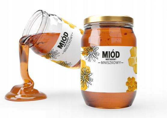 KPL. 100 ETYKIET MIÓD NEKTAROWY MNISZKOWY 154 x 60 MM 