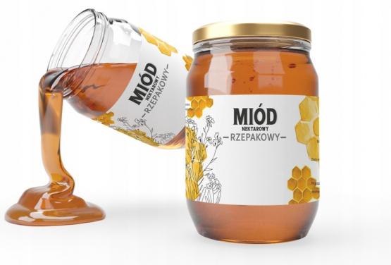 KPL. 100 ETYKIET MIÓD NEKTAROWY RZEPAKOWY 154 x 60 MM