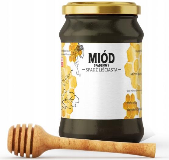 KPL. 100 ETYKIET MIÓD SPADZIOWY - SPADŹ LIŚCIASTA 116 x 50 MM 