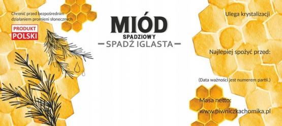KPL. 100 ETYKIET MIÓD SPADZIOWY - SPADŹ IGLASTA 116 x 50 MM