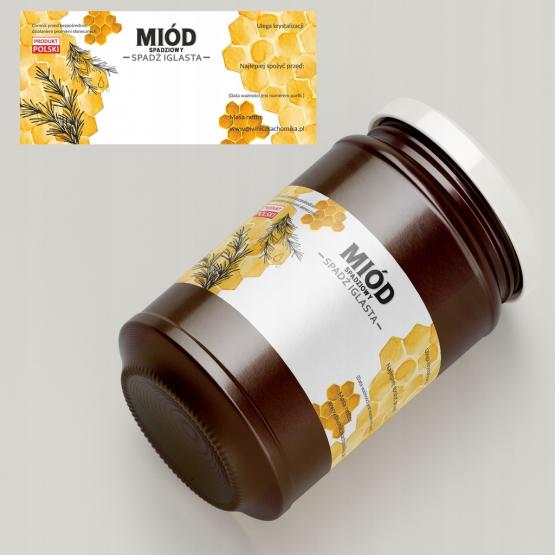 KPL. 100 ETYKIET MIÓD SPADZIOWY - SPADŹ IGLASTA 116 x 50 MM