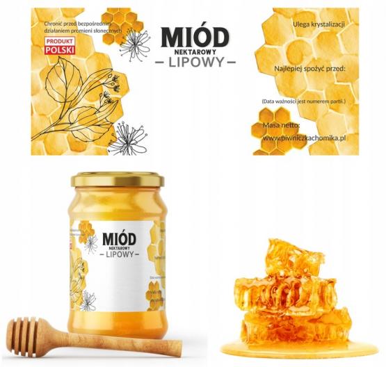 KPL. 100 ETYKIET MIÓD NEKTAROWY LIPOWY 116 x 50 MM
