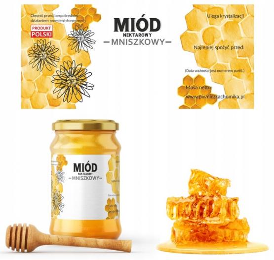 KPL. 100 ETYKIET MIÓD NEKTAROWY MNISZKOWY 116 x 50 MM