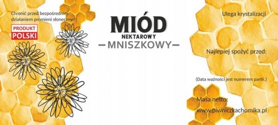 KPL. 100 ETYKIET MIÓD NEKTAROWY MNISZKOWY 116 x 50 MM