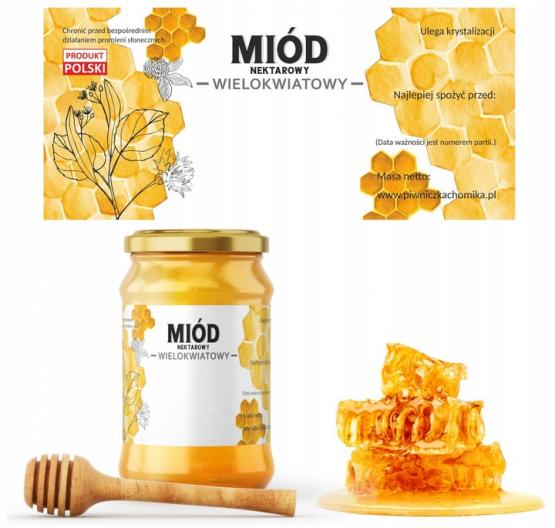 KPL. 100 ETYKIET MIÓD NEKTAROWY WIELOKWIATOWY 116 x 50 MM 