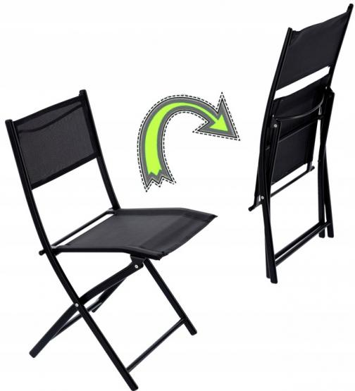 ZESTAW MEBLE BALKONOWE - STOLIK POŁÓWKA + 2 SKŁADANE KRZESŁA