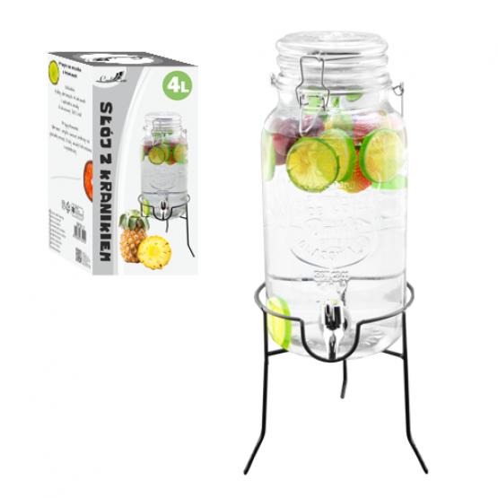 SŁÓJ Z KRANIKIEM 4 L Z POKRYWĄ SZKLANĄ NA PODSTAWCE 