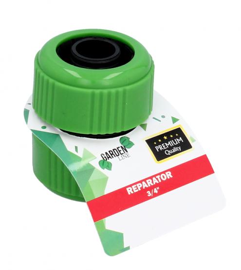 Reparator umożliwiający połączenie węża ogrodowego 3/4. Doskonale łączy oraz zapobiega wyciekaniu wody.