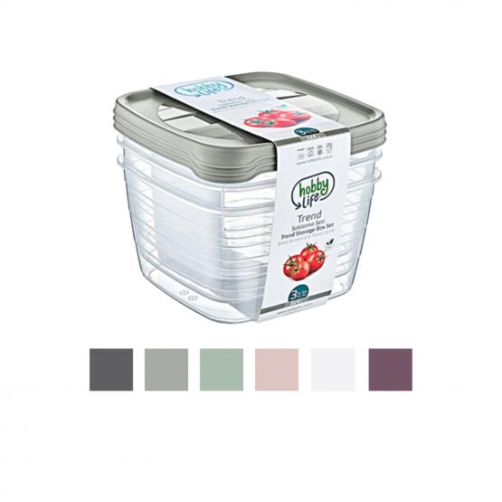 KPL. 3 POJEMNIKÓW PROSTOKĄTNYCH GŁĘBOKICH TREND BOX 4L 