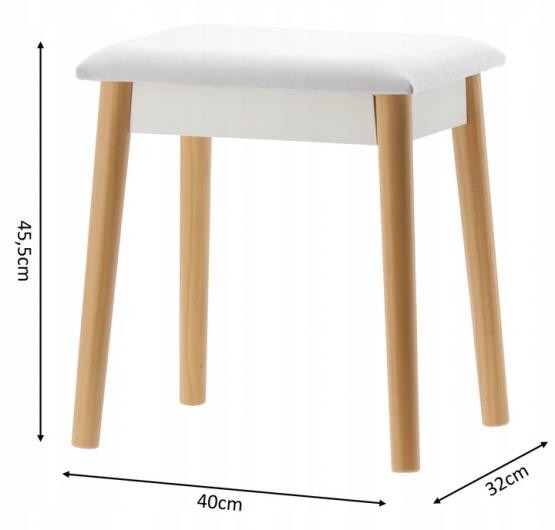 TOALETKA DO WIZAŻU BIAŁA RETRO Z OKRĄGŁYM LUSTREM +TABORET 