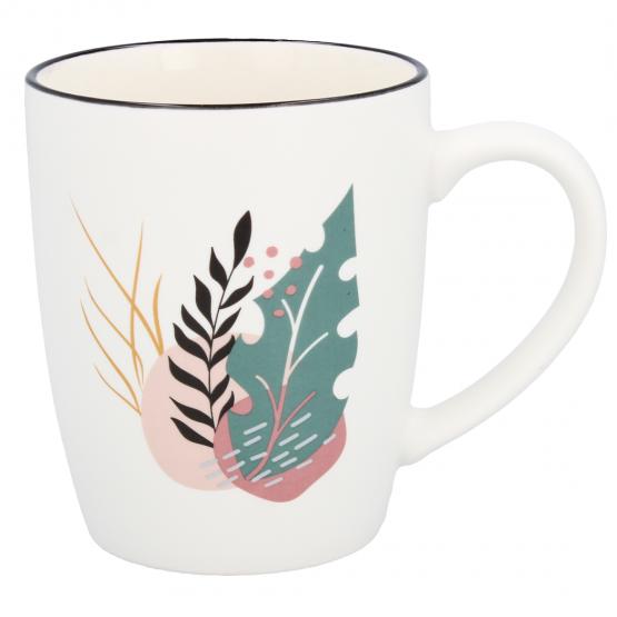 KUBEK PORCELANOWY LIŚCIE 365ML MIX WZORÓW