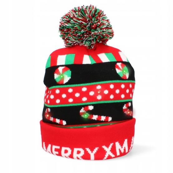 CZAPKA ŚWIĄTECZNA LED - MIX WZORÓW 