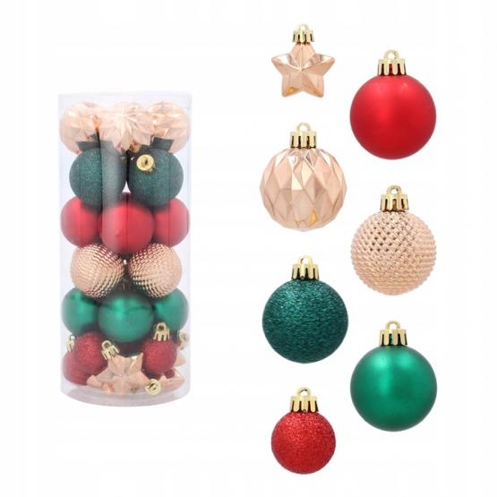 KPL. 32 BOMBEK 3-4 CM CZERWONY/ZŁOTY/ZIELONY MIX WZORÓW