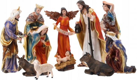 ZESTAW FIGUR BOŻONARODZENIOWYCH - POLYRESIN - 11 ELEMENTÓW
