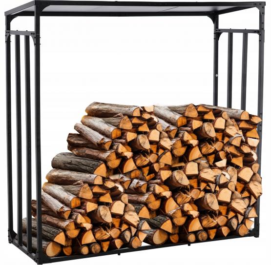 STOJAK METALOWY Z DASZKIEM NA DREWNO OPAŁOWE 185 cm x 70 cm x 185 cm