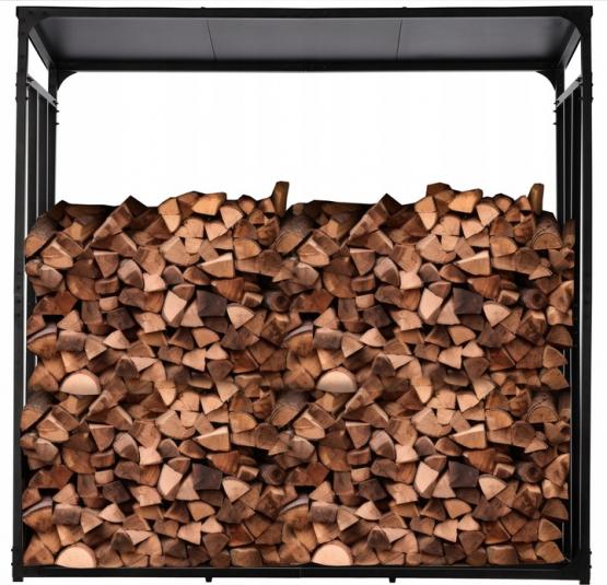 STOJAK METALOWY Z DASZKIEM NA DREWNO OPAŁOWE 185 cm x 70 cm x 185 cm