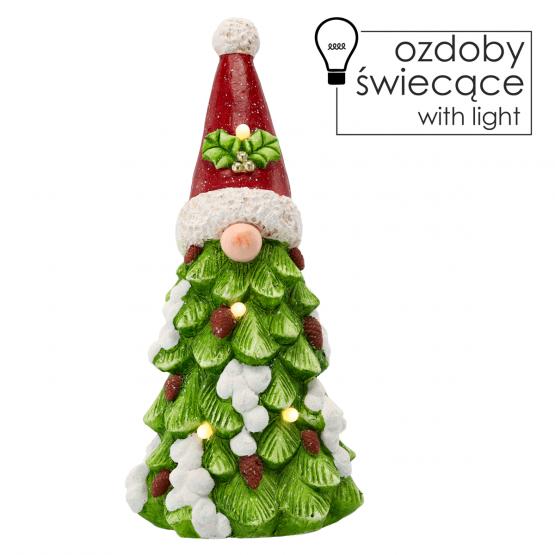 FIGURKA BOŻONAR. - SKRZAT CHOINKA W CZAPCE MIKOŁAJA 52 CM LED