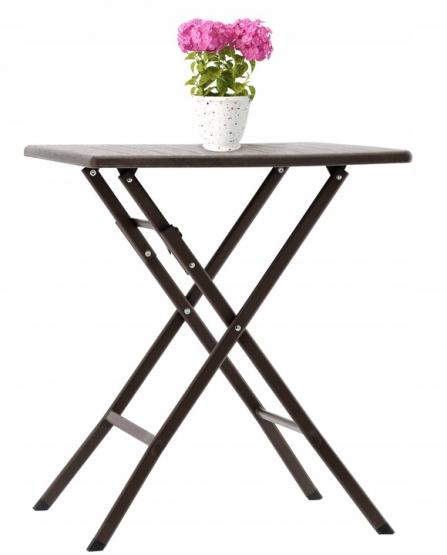 STÓŁ TURYSTYCZNY SKŁADANY 61.5 x 61.5 x 73 CM BRĄZOWY