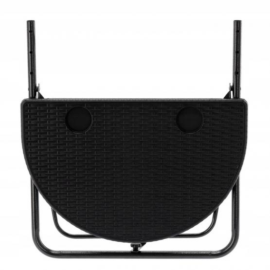 STÓŁ BALKONOWY WISZĄCY SKŁADANY 60x64x73-78.5 -83.5 CM CZARNY