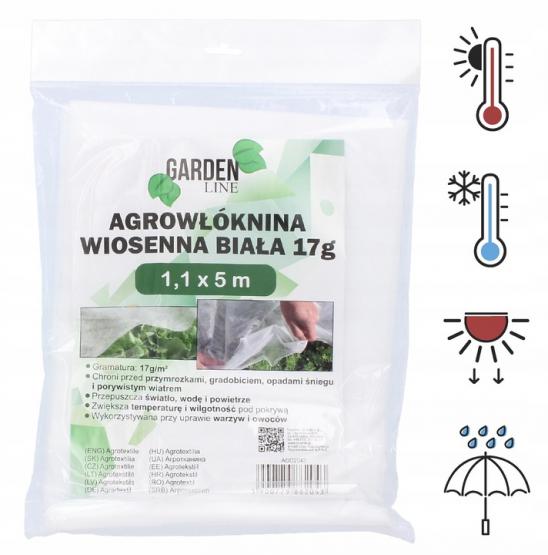 AGROWŁÓKNINA 1.1 x 5 M WIOSENNA BIAŁA 17g 