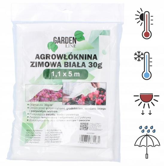 AGROWŁÓKNINA 1.1 x 5 M ZIMOWA BIAŁA 30g