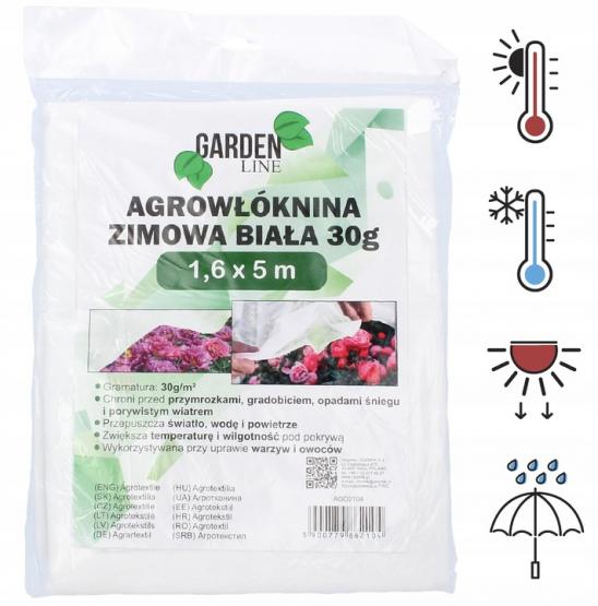 AGROWŁÓKNINA 1.6 x 5 M ZIMOWA BIAŁA 30g 