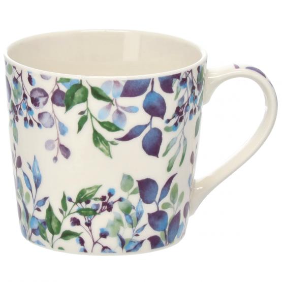 KUBEK PORCELANOWY 400 ML LISTKI MIX KOLOR