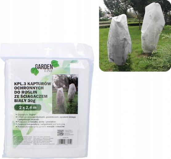 KPL.3 KAPTURÓW OCHRONNYCH DO ROŚLIN 2 X 2.4 M ZE ŚCIĄGACZEM 30g BIAŁY