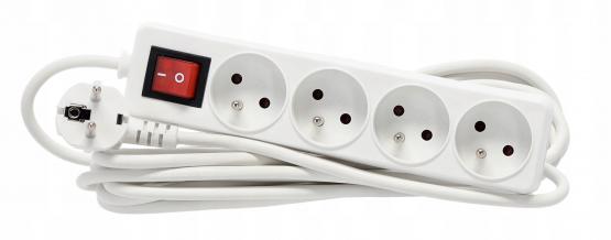 PRZEDŁUŻACZ LISTWA ZASILAJĄCA Z WYŁĄCZNIKIEM 4 GNIAZDA 5 M BIAŁY