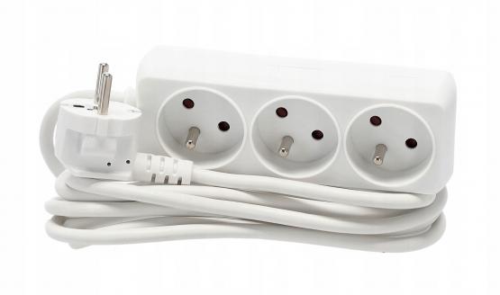 PRZEDŁUŻACZ LISTWA ZASILAJĄCA 3 GNIAZDA 3 M BIAŁY