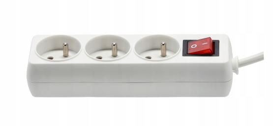 PRZEDŁUŻACZ LISTWA ZASILAJĄCA Z WYŁĄCZNIKIEM 3 GNIAZDA 3 M BIAŁY