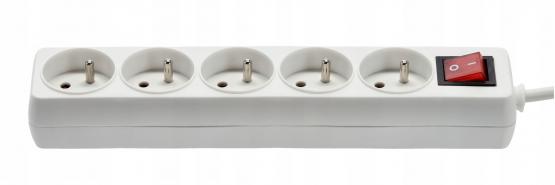 PRZEDŁUŻACZ LISTWA ZASILAJĄCA Z WYŁĄCZNIKIEM 5 GNIAZD 3 M BIAŁY