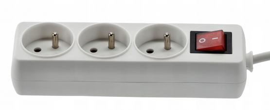 PRZEDŁUŻACZ LISTWA ZASILAJĄCA Z WYŁĄCZNIKIEM 3 GNIAZDA 1,5 M BIAŁY