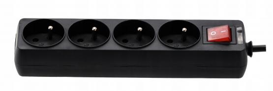 PRZEDŁUŻACZ LISTWA ZASILAJĄCA Z WYŁĄCZNIKIEM 4 GNIAZDA 1,5 M CZARNY 