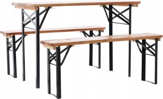 Zestaw Biesiadny - Stół 117x56x76 CM + 2 Ławki 117x25x46 CM 