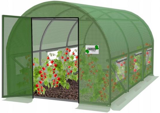 TUNEL OGRODOWY FOLIOWY 3 SEGMENTOWY 3 x 2 x 2 M ZIELONY Z DRZWIAMI NA ZAWIASIE