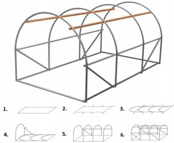 TUNEL OGRODOWY FOLIOWY 3 SEGMENTOWY 3 x 2 x 2 M ZIELONY Z DRZWIAMI NA ZAWIASIE