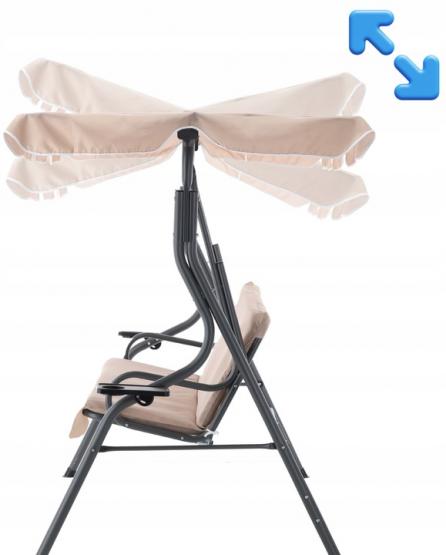 HUŚTAWKA OGRODOWA 170 x 110 x 153 CM CIEMNY BEŻ BEZ PODN. Z PODSTAWKAMI NA KUBEK