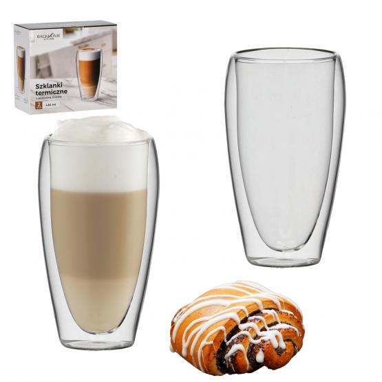 KPL. 2 SZKLANEK TERMICZNYCH Z PODWÓJNĄ ŚCIANKĄ 430 ML