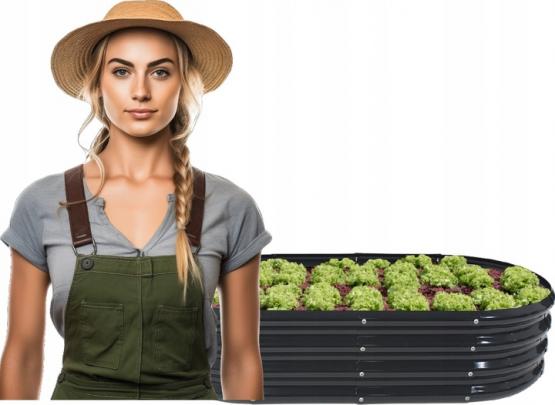 GRZĄDKA WARZYWNO-KWIATOWA 180 X 90 X 30 CM OWALNA ANTRACYT