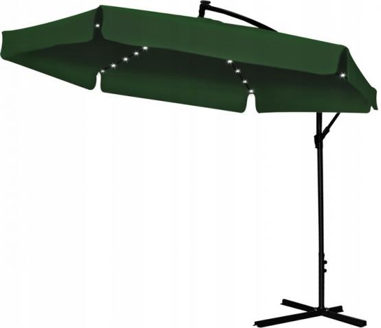 PARASOL OGRODOWY 3 M ZIELONY BANANA Z POKROWCEM Z LED 