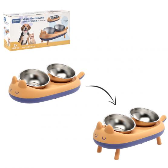 KPL. DWÓCH MISEK NIERDZEWNYCH DLA PSA / KOTA NA STOJAKU 41 X 20.5 X 15 CM